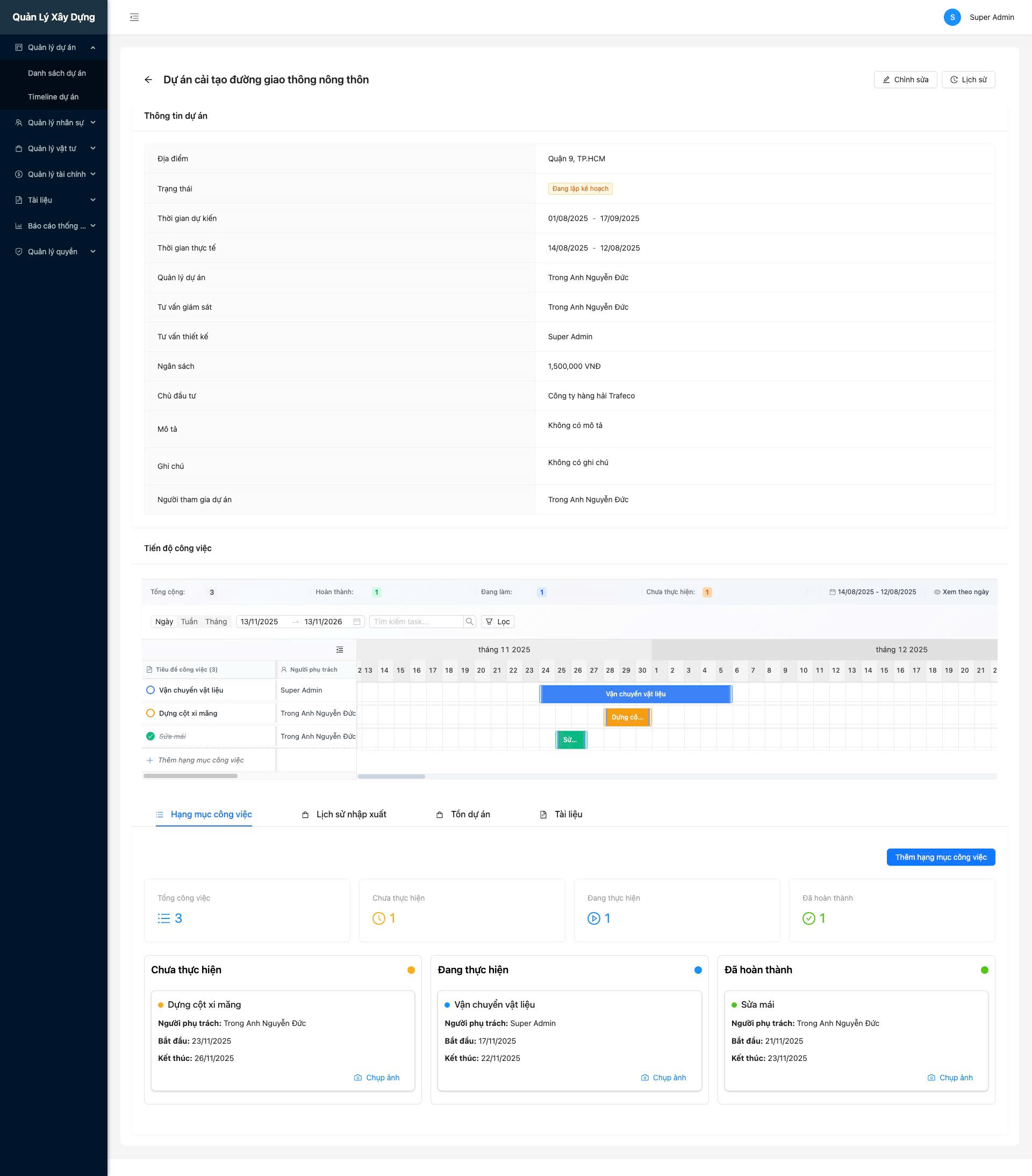 Quản lý công trình